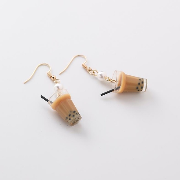 ❤️️NEW UNIQUE Cute Milk Tea Handmade Earrings J5 - Picture 5 of 5